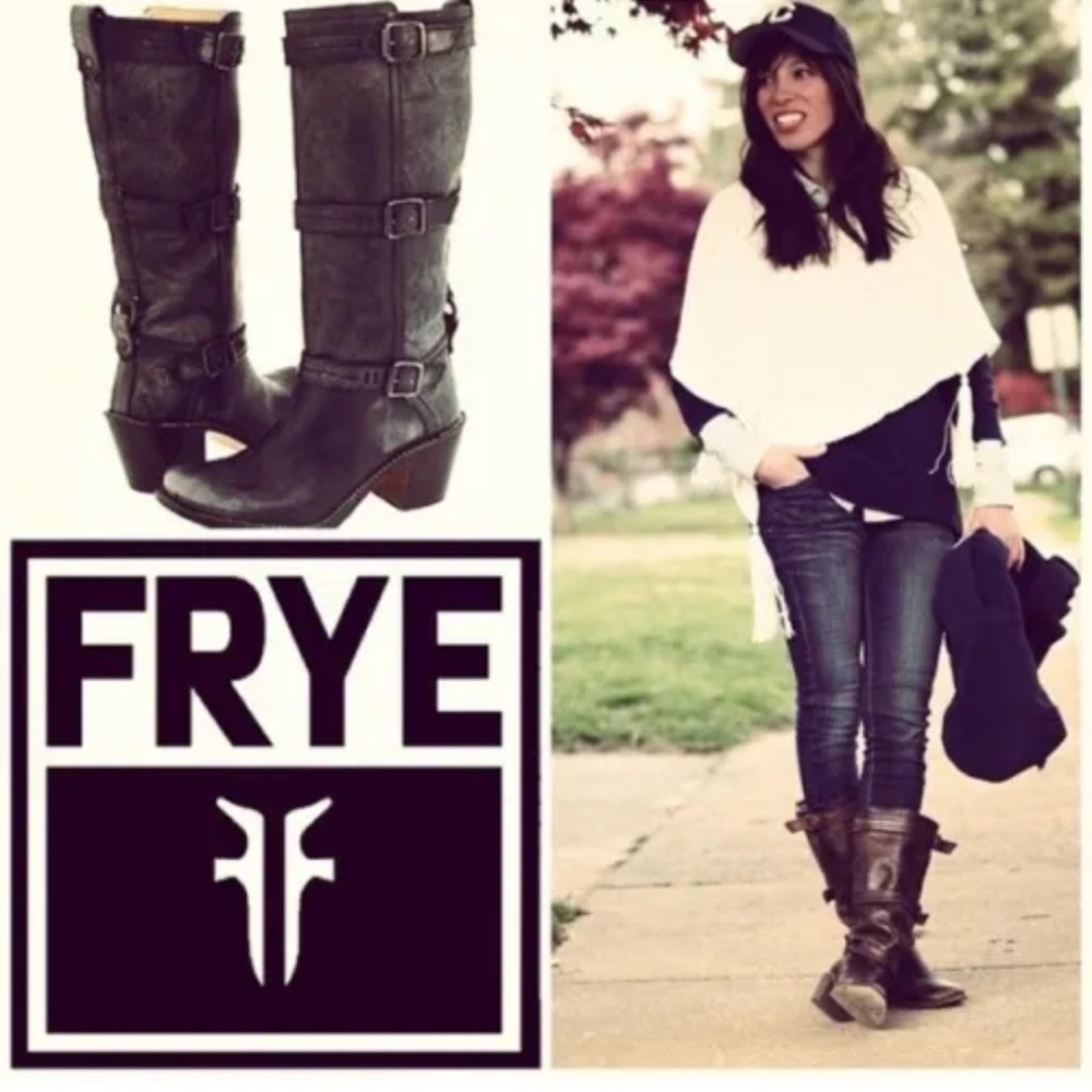 Frye Carmen distressed triple strap boot